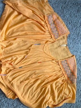 Free People Light Orange Embroidered Boho Tunic